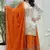 Orange silk readymade suit with embroidery & sequence work
