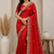 orange motis and beads embroidered tissue saree