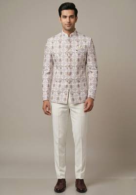 Ivory thread and sequins embroidered bandhgala 2