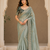 parrot green sequance and zari embroidery satin fabric saree