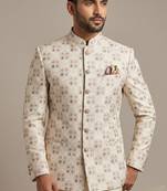 Ivory thread and pearl embroidered bandhgala