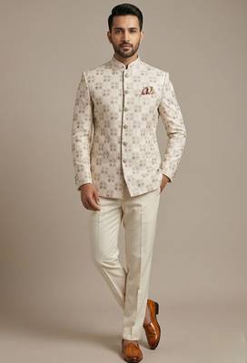 Ivory thread and pearl embroidered bandhgala 2