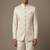 Ivory thread embroidered bandhgala on silk