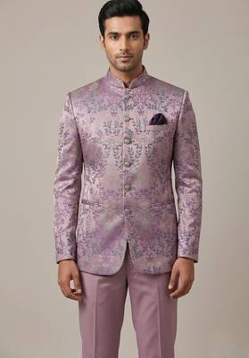 Lavender thread work waistcoat on jacquard 1