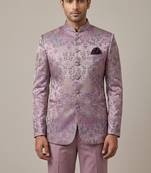 Lavender thread work waistcoat on jacquard