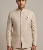 Light  gold bandhgala on jacquard fabric