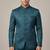 Teal bandhgala on jacquard fabric