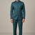 Teal bandhgala on jacquard fabric