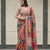 multi gold zari and mirror with printed chinnon saree