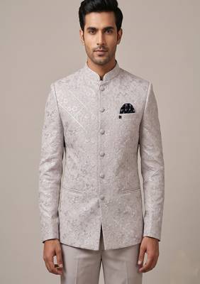 Ivory thread and sequins embroidered bandhgala 1