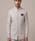 Ivory thread and sequins embroidered bandhgala