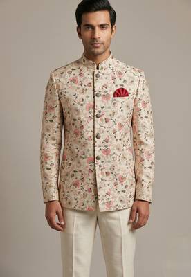 Cream thread and sequins work waistcoat 1