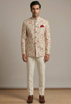 Cream thread and sequins work waistcoat 2