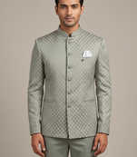 Light pista bandhgala on jacquard fabric