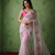baby pink floral print with beads, sequins and katdana hand silk saree