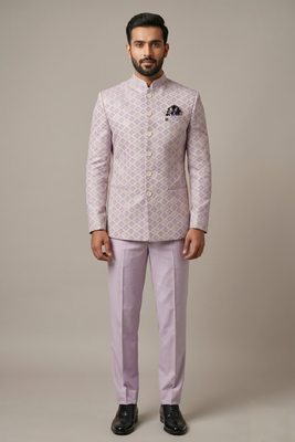 Light lavender bandhgala on jacquard fabric 2