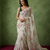 white floral print with beads, sequins and katdana hand silk saree