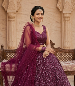 Gold Crush Lehenga Choli Dupatta Set for Women – Sequins & Zari Embroidered Party Wear
