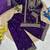 Purple embroidered sequence work fendy silk kids kurta set