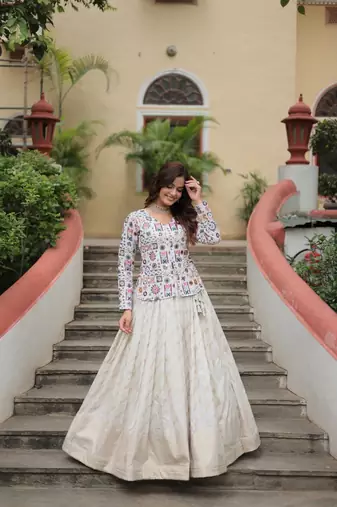 Trendy Thread & Sequins Embroidered Lehenga Set