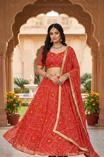 Georgette bandhani print lehenga