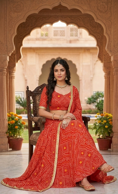 Georgette bandhani print lehenga 2