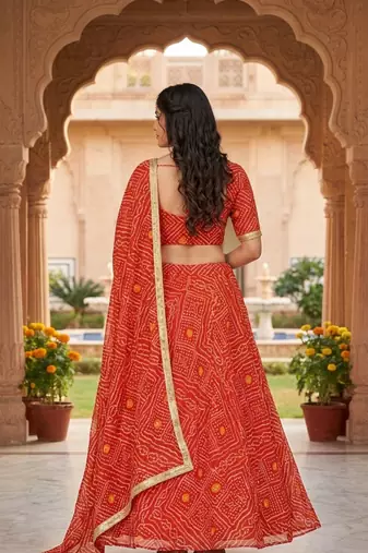 Georgette bandhani print lehenga