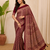 red ajarakh print with mirror and beautiful tussle crepe silk saree
