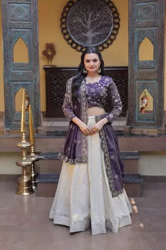 Elegant Cosmos Embroidered Lehenga Choli with Dupatta
