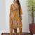 Brown thraed embroidery , beads & sequins free size stitched straight salwar suit for women