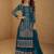 Teal blue embroidered and sequins free size stitched straight salwar suit for women