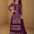 Wine embroidered and sequins free size stitched straight salwar suit for women
