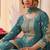 Sea green embroidered , stone & sequins free size stitched straight salwar suit for women
