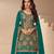 Teal green heavy embroidered in thread and zari work free size stitched straight salwar suit for women