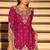 Rani pink embroidered & sequins work free size stitched straight salwar suit for women