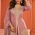 Pink zari embroidered , sequins , mirror free size stitched straight salwar suit for women