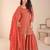 Orange thread embroidered , sequins & mirror free size stitched straight salwar suit for women