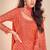Orange thread embroidered , sequins & mirror free size stitched straight salwar suit for women
