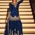 Navy blue embroidered & sequins work free size stitched straight salwar suit for women