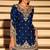 Navy blue embroidered & sequins work free size stitched straight salwar suit for women