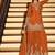 Orange embroidered & sequins work free size stitched straight salwar suit for women