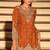 Orange embroidered & sequins work free size stitched straight salwar suit for women