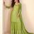 Lime green thread embroidered , sequins & mirror free size stitched straight salwar suit for women