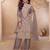 Grey embroidered , sequins & hand work free size stitched straight salwar suit for women