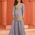 Blue zari embroidered , sequins , mirror free size stitched straight salwar suit for women