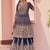 Blue embroidered , stone & sequins free size stitched anarkali salwar suit for women