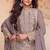 Grey embroidered , sequins & hand work free size stitched straight salwar suit for women