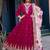 Rani pink embroidered , sequins work & printed dupatta free size stitched anarkali salwar suit for women