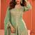 Green zari embroidered , sequins , mirror free size stitched straight salwar suit for women