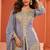 Blue zari embroidered , sequins , mirror free size stitched straight salwar suit for women